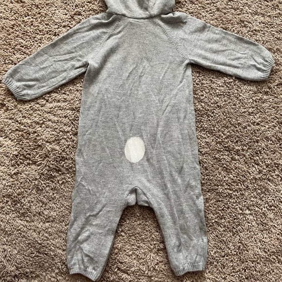 H&M Grey One Piece Bunny Outfit with attached Bunny Eared Hood - Picture 2 of 5